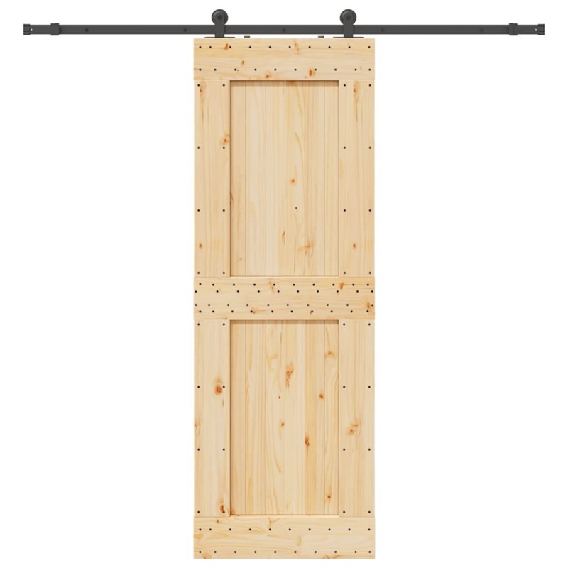 Porte coulissante et kit de quincaillerie 80x210 cm pin massif 