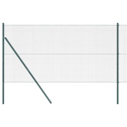 Clôture en fil soudé avec 13 poteaux Vert 1x50 m Acier 