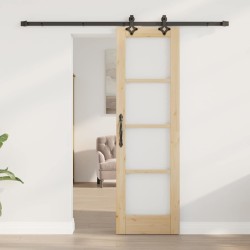 Porte Coulissante 'ORKDAL'en Bois Massif & Verre 