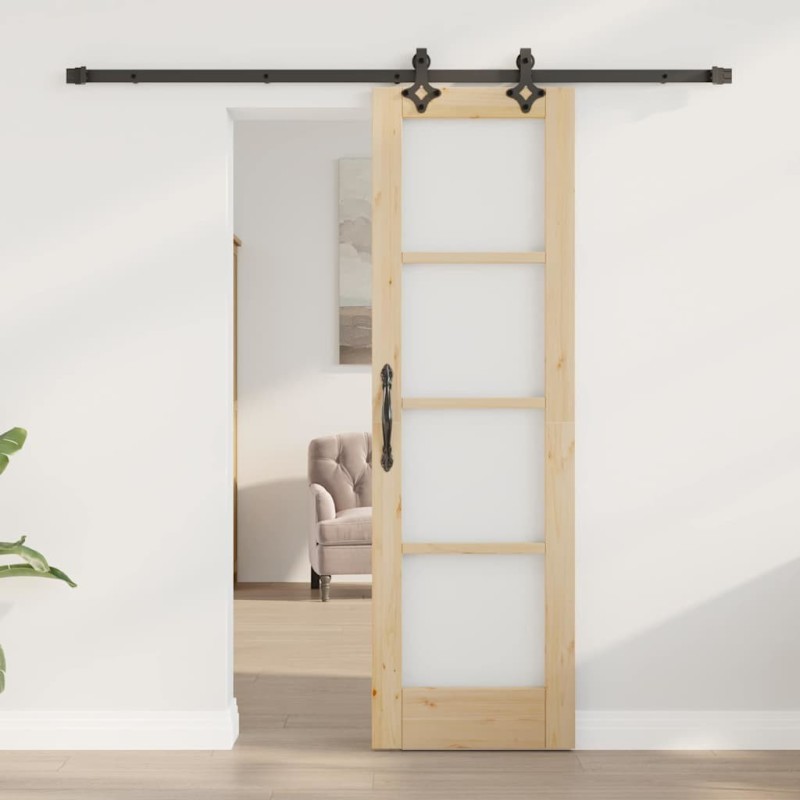 Porte Coulissante 'ORKDAL'en Bois Massif & Verre 