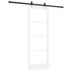 Porte coulissante avec matériel 'ORKDAL'Bois massif blanc et verre 