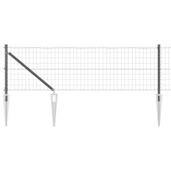 Clôture Euro avec 13 poteaux pointus 0.8x25 m en acier galvanisé gris 