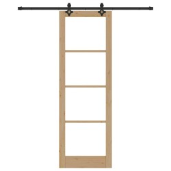 Porte coulissante avec quincaillerie 'ORKDAL'en bois massif et verre 