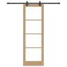 Porte coulissante avec quincaillerie 'ORKDAL'en bois massif et verre 