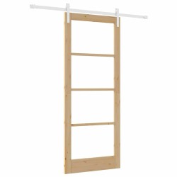 Porte Coulissante avec Ensemble de Quincaillerie 'ORKDAL'Bois Massif & Verre 