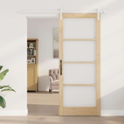 Porte Coulissante avec Ensemble de Quincaillerie 'ORKDAL'Bois Massif & Verre 