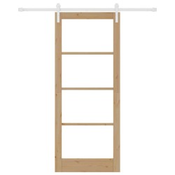 Porte Coulissante avec Ensemble de Quincaillerie 'ORKDAL'Bois Massif & Verre 