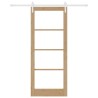 Porte Coulissante avec Ensemble de Quincaillerie 'ORKDAL'Bois Massif & Verre 