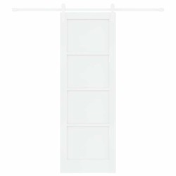 Porte Coulissante avec Ensemble de Quincaillerie Blanche 73.5x211 cm Bois Massif Pin 