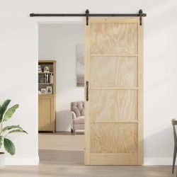 Porte coulissante avec matériel 93x232 cm Bois de pin massif 