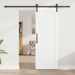 Porte coulissante avec ensemble de ferrures blanches 73,5x198,5 cm en bois massif de pin 