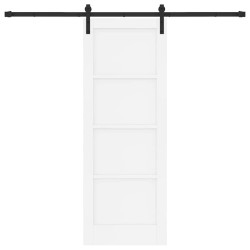 Porte coulissante avec ensemble de ferrures blanches 73,5x198,5 cm en bois massif de pin 