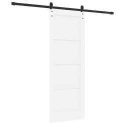 Porte coulissante avec ensemble de ferrures blanches 73,5x198,5 cm en bois massif de pin 