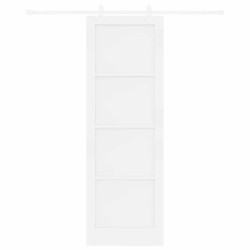 Porte Coulissante avec ensemble de quincaillerie blanche 78x232 cm bois massif de pin 