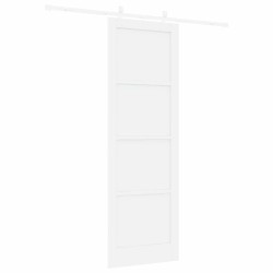 Porte Coulissante avec ensemble de quincaillerie blanche 78x232 cm bois massif de pin 