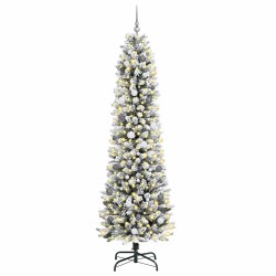 Sapin de Noël mince Blanc 240 cm PVC 