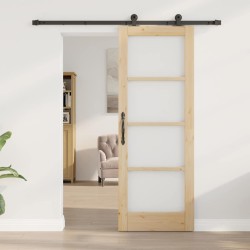Porte Coulissante avec Ensemble de Quincaillerie 'ORKDAL'Bois Massif et Verre 