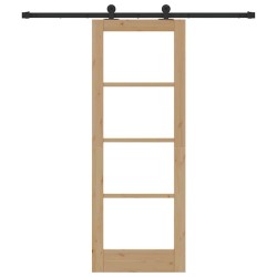 Porte Coulissante avec Ensemble de Quincaillerie 'ORKDAL'Bois Massif et Verre 