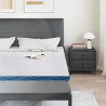 Coussins de Matelas Blanc et Bleu 180 x 200 cm 