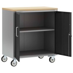Cabinet à outils avec roues et verrou noir 75x45x85 cm en acier 