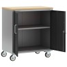 Cabinet à outils avec roues et verrou noir 75x45x85 cm en acier 