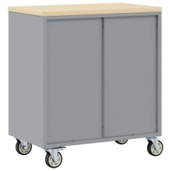 Cabinet à outils avec roues et verrou noir 75x45x85 cm en acier 