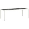 Table de jardin blanc 250x100x75 cm résine tressée verre trempé 