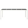 Table de jardin blanc 250x100x75 cm résine tressée verre trempé 