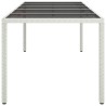 Table de jardin blanc 250x100x75 cm résine tressée verre trempé 
