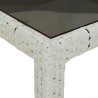 Table de jardin blanc 250x100x75 cm résine tressée verre trempé 
