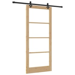 Porte Coulissante avec Ensemble de Quincaillerie 'ORKDAL'Bois Massif et Verre 