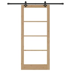 Porte Coulissante avec Ensemble de Quincaillerie 'ORKDAL'Bois Massif et Verre 