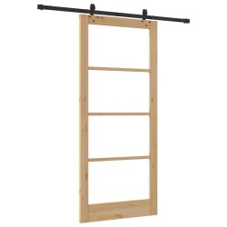 Porte Coulissante avec Ensemble de Quincaillerie 'ORKDAL'Bois Massif et Verre 