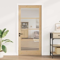 porte intérieure avec verre "ORKDAL" 93x202x4 cm en bois massif de pin 
