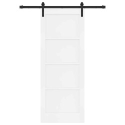 Porte coulissante avec quincaillerie blanche 78x202 cm en pin massif 