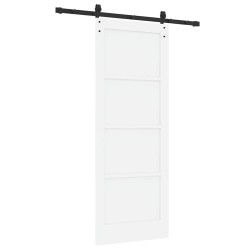 Porte coulissante avec quincaillerie blanche 78x202 cm en pin massif 