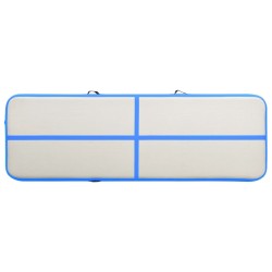 Tapis gonflable de gymnastique avec pompe 300x100x20cm PVC Bleu 