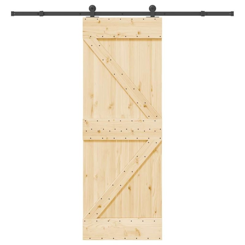 Porte coulissante et kit de quincaillerie 70x210 cm pin massif 