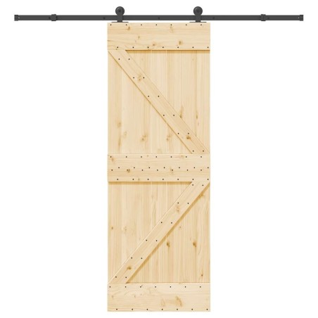 Porte coulissante et kit de quincaillerie 70x210 cm pin massif 