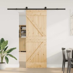 Porte coulissante et kit de quincaillerie 70x210 cm pin massif 