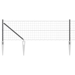 Clôture Euro avec 13 poteaux pointus 0,6 x 25 m en acier galvanisé gris 