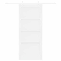 Porte coulissante avec ensemble de matériel blanc 86x198,5 cm en bois massif de pin 