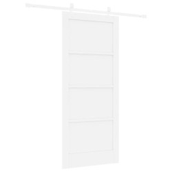 Porte coulissante avec ensemble de matériel blanc 86x198,5 cm en bois massif de pin 