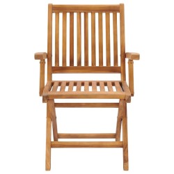 Chaises de jardin lot de 2 et coussins crème Bois teck massif 