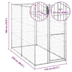 Chenil extérieur pour chiens Acier galvanisé 110x220x180 cm 