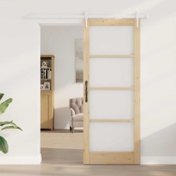 Porte coulissante avec quincaillerie 83x211 cm Bois massif Pin 