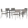 Ensemble à manger de jardin 7 pcs Gris Résine tressée 
