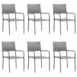 Ensemble à manger de jardin 7 pcs Gris Résine tressée 