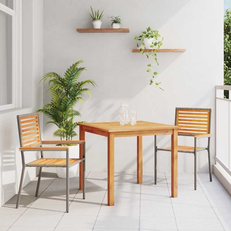Ensemble de salle à manger de jardin 3 pcs Gris 85 x 85 x 74 cm 