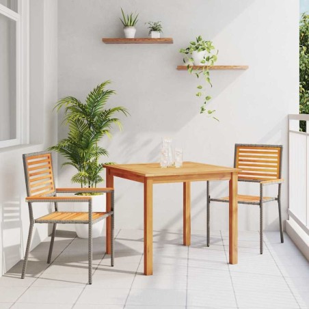 Ensemble de salle à manger de jardin 3 pcs Gris 85 x 85 x 74 cm 